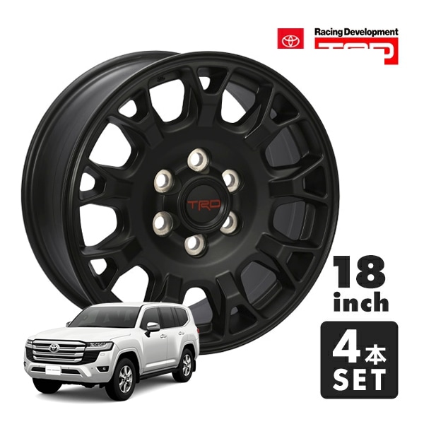 USトヨタ純正 TOYOTA ランドクルーザー 300系 ランクル 300 TRD 18インチホイール 4本セット マットブラック TRDロゴ入 センターキャップ付 JWL刻印あり PTR56-35242-F1
