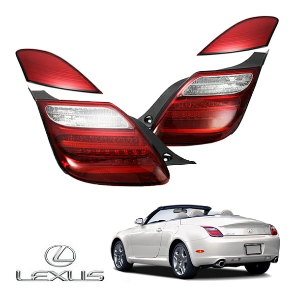 USレクサス純正 06-10y LEXUS SC430 トヨタ ソアラ 40系 UZZ40 US後期仕様 LEDテールライト 左右 1台分 4点セット テールランプ コンビネーションランプ リアランプ ガーニッシュ テールリフレクター リアリフレクター 北米仕様 US仕様 USDM
