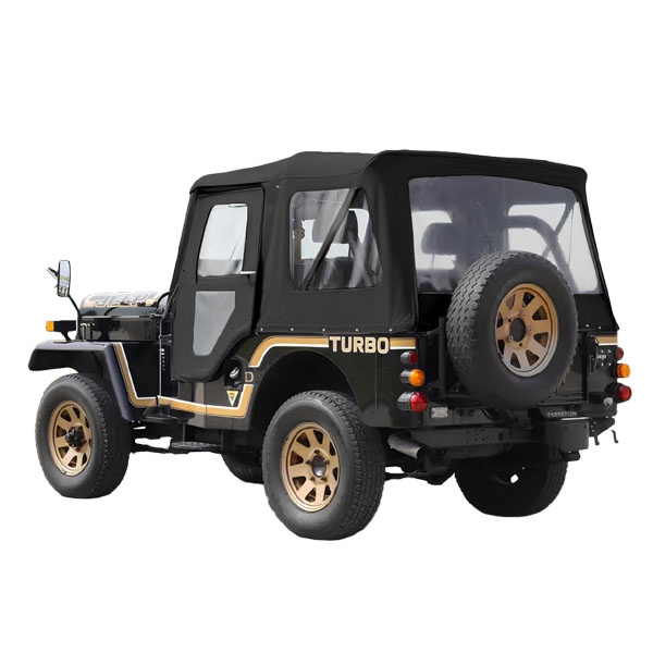 【BESTOP正規品】 三菱 ジープ JEEP 50系 J53 J55 J57 J58 J59 ワイドボディ 昭和52年〜平成10年 ソフトトップ 幌 パノラマトップ クリアウインドウ マットブラック スナップ ボタン式  特殊ビニール キャンバス生地 51059-01