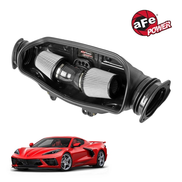 【aFe Power 正規品】20-25y シボレー コルベット (C8) V8 6.2L Track Series カーボンファイバー コールドエアインテーク エアフィルター Pro DRY S フィルター(乾式) 57-10013D エアーフィルター エアクリーナー
