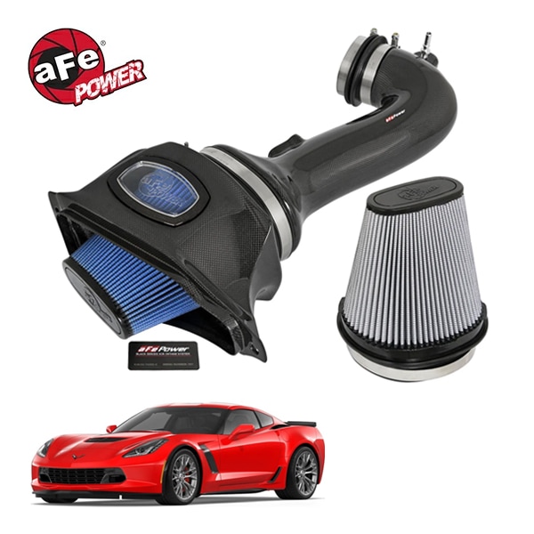 【aFe Power 正規品】15-19y シボレー コルベット Z06 (C7) V8 6.2L スーパーチャージャー Black Series Momentum カーボンファイバー コールドエアインテーク エアフィルター Pro DRY S (乾式) Pro5R (湿式) フィルター2種類付 52-74202-C エアーフィルター