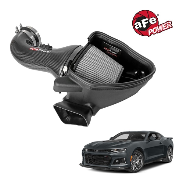 【aFe Power 正規品】17-24y シボレー カマロ ZL1 V8 6.2L スーパーチャージャー Track Series カーボンファイバー コールドエアインテーク エアフィルター Pro DRY S フィルター(乾式) 57-10018D エアーフィルター エアクリーナー