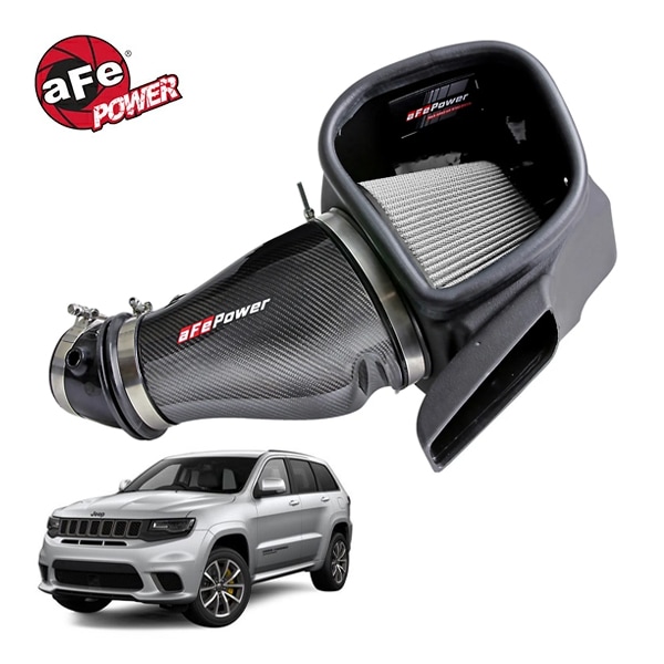 【aFe Power 正規品】18y ジープ グランドチェロキー WK トラックホーク V8 6.2L スーパーチャージャー HEMI Track Series カーボンファイバー コールドエアインテーク エアフィルター Pro DRY S フィルター(乾式) 57-10002D エアーフィルター エアクリーナー