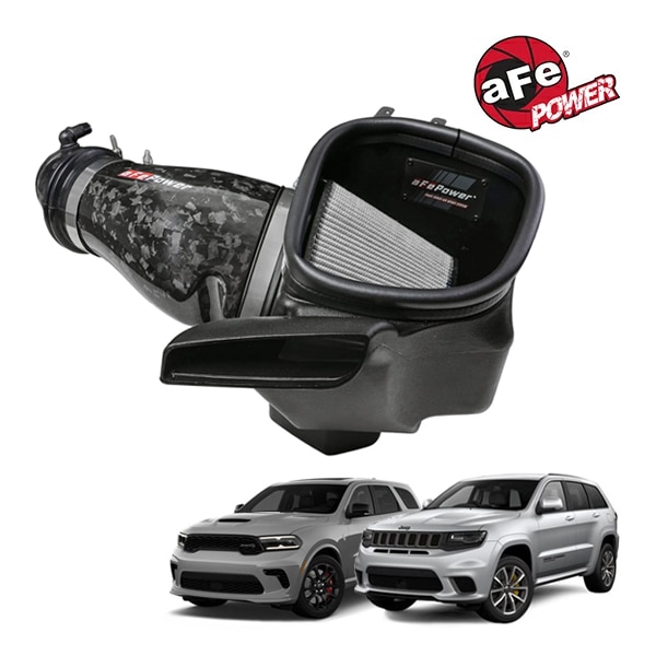 【aFe Power 正規品】ジープ 18-21y グランドチェロキー WK トラックホーク 21-25y ダッジ デュランゴ SRT Hellcat V8 6.2L Track Series フォージド カーボンファイバー コールドエアインテーク エアフィルター Pro DRY S フィルター(乾式) 57-10028D