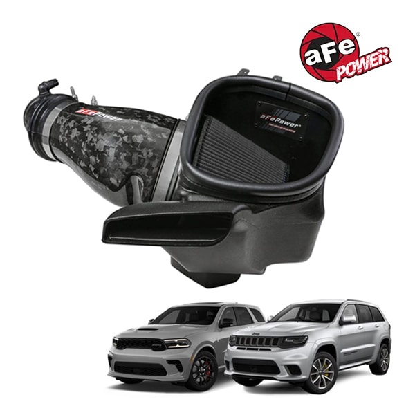 【aFe Power 正規品】ジープ 18-21y グランドチェロキー WK トラックホーク 21-25y ダッジ デュランゴ SRT Hellcat V8 6.2L Track Series フォージド カーボンファイバー コールドエアインテーク エアフィルター ブラック Pro5R フィルター(湿式) 57-10028K