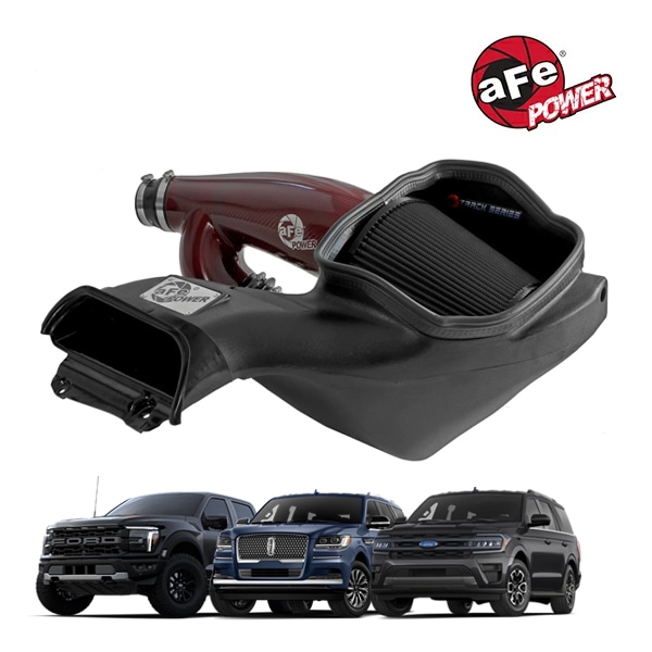 【aFe Power 正規品】22-25y リンカーン ナビゲーター フォード 21-25y F-150 ラプター 21-25y F-150 V6 3.5L エコブースト Track Series Red Kevlar カーボンファイバー コールドエアインテーク エアフィルター ブラック Pro5R フィルター(湿式) 57-10031KR