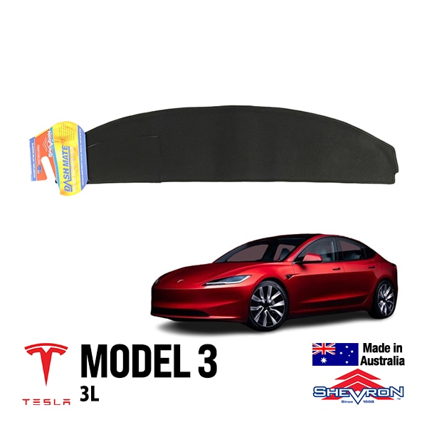 【SHEVRON 正規品】テスラ TESLA モデル3 3L 令和1年5月-現行 ダッシュマット ダッシュボードカバー 紫外線 映り込み防止 ダッシュカバー ブラック シェブロン オーストラリア製