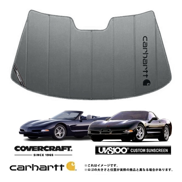 【CoverCraft 正規品】 専用設計 サンシェード グラベル 吸盤不要 折りたたみ式 97-04y シボレー C5 コルベットクーペ ハードトップ コンバーチブル Carhartt カーハートコラボ仕様
