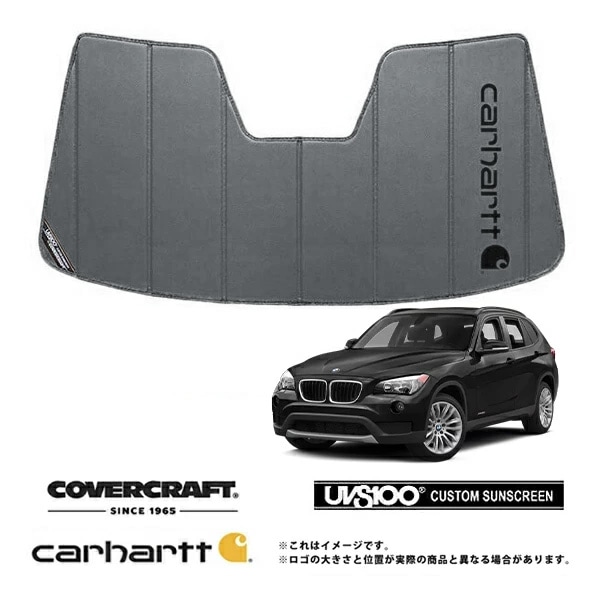 【CoverCraft 正規品】 専用設計 サンシェード グラベル 吸盤不要 折りたたみ式 BMW X1 E84 Carhartt カーハートコラボ仕様 カバークラフト ［真夏もへたらない3層構造で断熱効果抜群］ 
