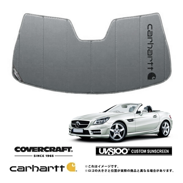 【CoverCraft 正規品】 専用設計 サンシェード グラベル 吸盤不要 折りたたみ式 メルセデスベンツ BENZ SLKクラス R172 SLK200 SLK250 SLK55AMG Carhartt カーハートコラボ仕様 カバークラフト ［真夏もへたらない3層構造で断熱効果抜群］ 