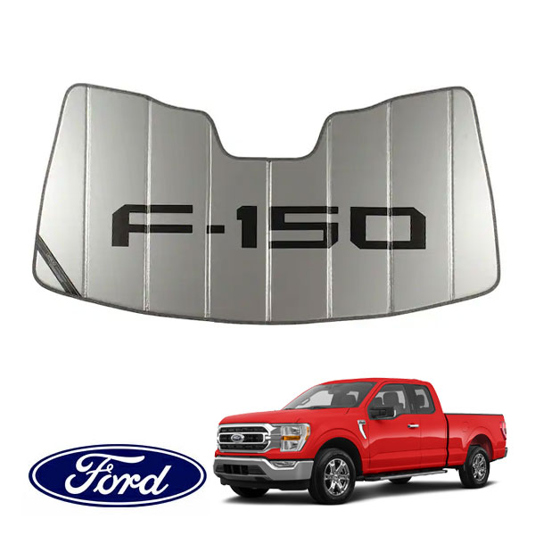 フォード純正 フォード 21y- F-150 専用設計 サンシェード F-150ロゴ入 シルバー 吸盤不要 折りたたみ式 ケース付 カバークラフト製 VML3Z78519A02A