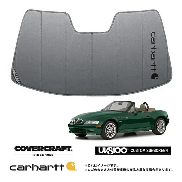 【CoverCraft 正規品】 専用設計 サンシェード グラベル 吸盤不要 折りたたみ式 BMW Z3 ロードスター E36/7 E36/8 Carhartt カーハートコラボ仕様 カバークラフト ［真夏もへたらない3層構造で断熱効果抜群］ 