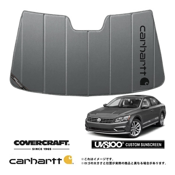 【CoverCraft 正規品】専用設計 サンシェード グラベル 吸盤不要 折りたたみ式 フォルクスワーゲン VW パサート パサートヴァリアント 3CCAX Carhartt カーハートコラボ仕様 カバークラフト［真夏もへたらない3層構造で断熱効果抜群］