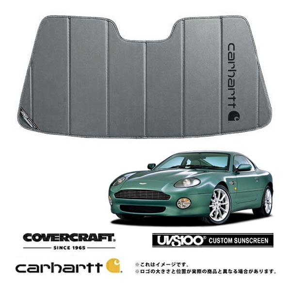 【CoverCraft 正規品】 専用設計 サンシェード グラベル 吸盤不要 折りたたみ式 Aston Martin アストンマーチン DB7 Carhartt カーハートコラボ仕様 カバークラフト ［真夏もへたらない3層構造で断熱効果抜群］ 