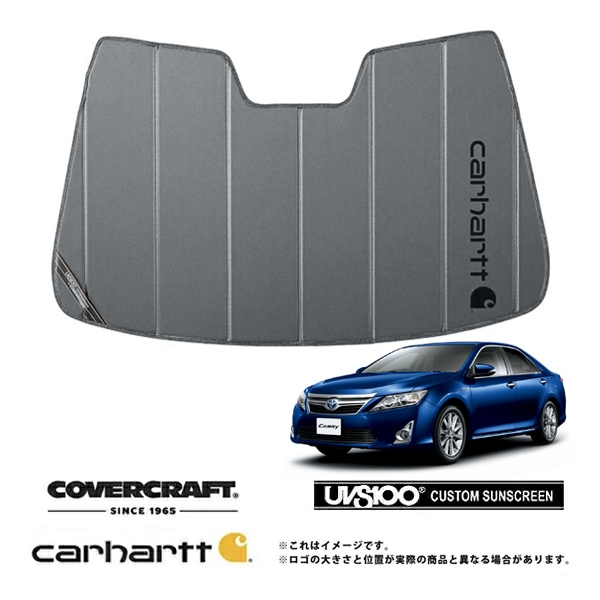 【CoverCraft 正規品】専用設計 サンシェード グラベル 吸盤不要 折りたたみ式 トヨタ カムリ AV50系 Carhartt カーハートコラボ仕様 カバークラフト［真夏もへたらない3層構造で断熱効果抜群］
