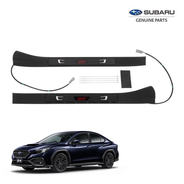 USスバル純正 SUBARU WRX S4 VB系 VBH 令和3年11月-現行 シルプレート 1台分 フロント 左右 2枚セット STIロゴ入 イルミネーション ドアシル サイドシルプレート プロテクター スカッフガード スカッフプレート US仕様 北米仕様 USDM