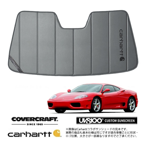 【CoverCraft 正規品】専用設計 サンシェード グラベル 吸盤不要 折りたたみ式 フェラーリ360 F360 Carhartt カーハートコラボ仕様 カバークラフト［真夏もへたらない3層構造で断熱効果抜群］