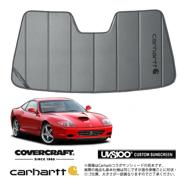 【CoverCraft 正規品】専用設計 サンシェード グラベル 吸盤不要 折りたたみ式 フェラーリ 575 マラネロ F575M Carhartt カーハートコラボ仕様 カバークラフト［真夏もへたらない3層構造で断熱効果抜群］