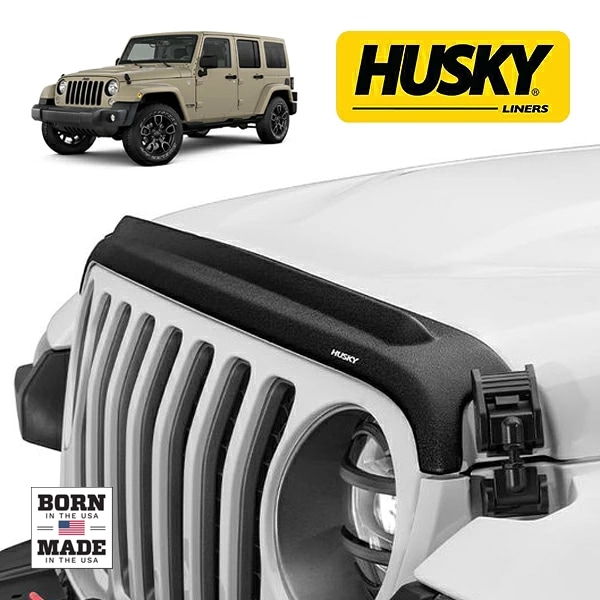 【HUSKY LINERS 正規品】07-18y ジープ JEEP JK ラングラー Aeroskin II フードプロテクター バグガード ボンネットガード ボンネットプロテクター テクスチャーブラック 両面テープ ハスキーライナーズ