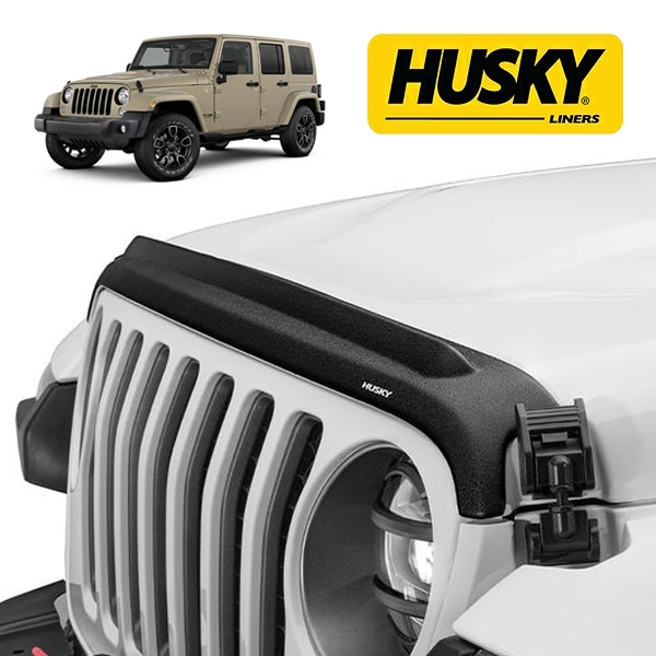 【HUSKY LINERS 正規品】07-18y ジープ JEEP JK ラングラー Aeroskin II フードプロテクター バグガード ボンネットガード ボンネットプロテクター テクスチャーブラック 両面テープ ハスキーライナーズ