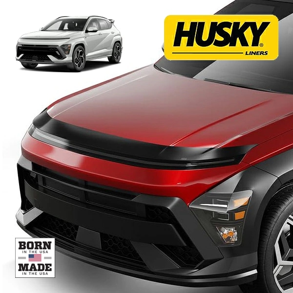 【HUSKY LINERS 正規品】 ヒョンデ HYUNDAI コナ 令和5年11月-現行 Aeroskin フードプロテクター バグガード ボンネットガード ボンネットプロテクター スモーク 両面テープ ハスキーライナーズ