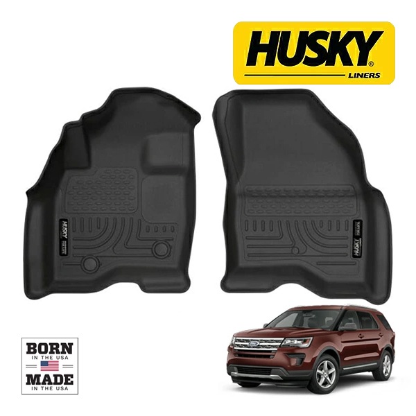【HUSKY LINERS 正規品】16-19y フォード FORD エクスプローラー WETHERBEATER オールウェザーフロアマット ラバーマット ブラック 13761  運転席 助手席 1台分 2枚セット ハスキーライナーズ