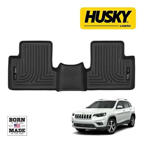 【HUSKY LINERS 正規品】ジープ JEEP チェロキー KL 平成26年5月-令和4年4月 X-act Contour オールウェザーフロアマット ラバーマット ブラック 55421 リア 2列目 後部座席 セカンドシート ハスキーライナーズ