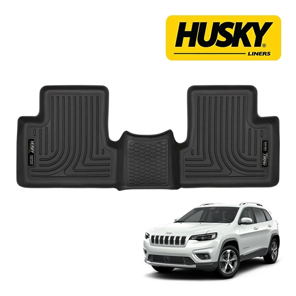 【HUSKY LINERS 正規品】ジープ JEEP チェロキー KL 平成26年5月-令和4年4月 X-act Contour オールウェザーフロアマット ラバーマット ブラック 55421 リア 2列目 後部座席 セカンドシート ハスキーライナーズ