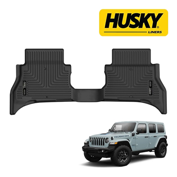 【HUSKY LINERS 正規品】22-25y ジープ JEEP JL ラングラー 4xe X-act Contour オールウェザーフロアマット ラバーマット ブラック 51291 リア 2列目 後部座席 セカンドシート ハスキーライナーズ