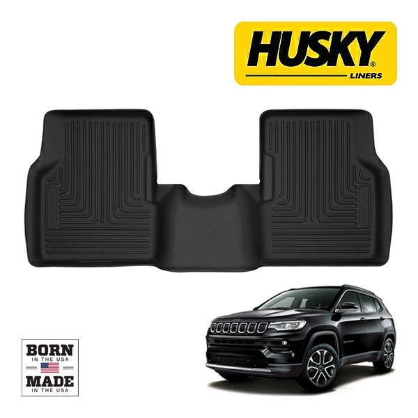 【HUSKY LINERS 正規品】ジープ JEEP コンパス M624 平成29年12月-現行 X-act Contour オールウェザーフロアマット ラバーマット ブラック 52901 リア 2列目 後部座席 セカンドシート ハスキーライナーズ