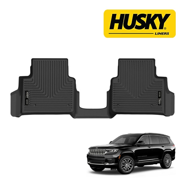 【HUSKY LINERS 正規品】21y- ジープ JEEP グランドチェロキーL WL X-act Contour オールウェザーフロアマット ラバーマット ブラック 51781 リア 2列目 後部座席 セカンドシート ハスキーライナーズ
