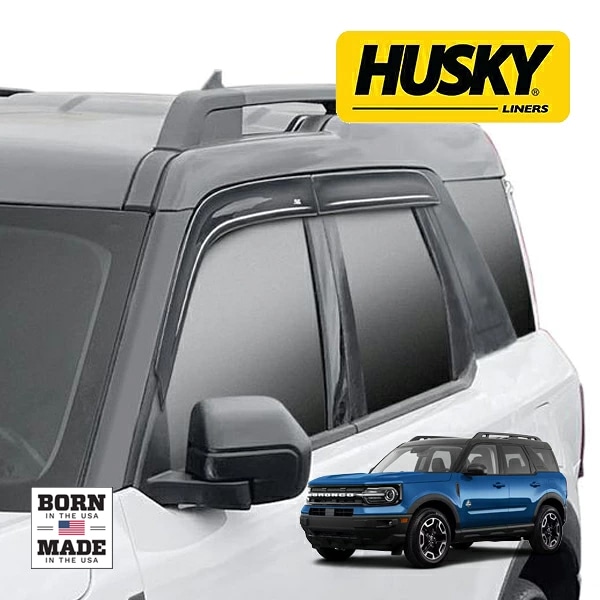 【HUSKY LINERS 正規品】21y- フォード FORD ブロンコスポーツ ドアバイザー サイドバイザー ウインドウバイザー フロント リア 前後 左右分 4枚セット スモーク 両面テープ ハスキーライナーズ