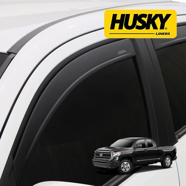 【HUSKY LINERS 正規品】07-21y トヨタ TOYOTA タンドラ クルーマックス ドアバイザー サイドバイザー ウインドウバイザー フロント リア 前後 左右分 4枚セット スモーク 両面テープ ハスキーライナーズ