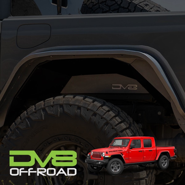 【DV8 OFFROAD 正規品】ジープ JEEP JT グラディーエーター リアインナーフェンダー リア 左右セット DV8ロゴ入 アルミ製 パウダーコート仕上げ