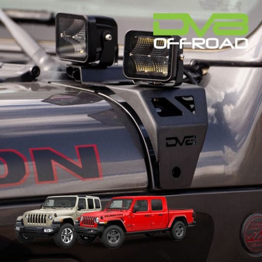 【DV8 OFFROAD 正規品】ジープ JEEP JL ラングラー  JTグラディエーター デュアルポッドライト Aピラー ライトマウント 左右セット DV8ロゴ入 スチール製 パウダーコート仕上げ