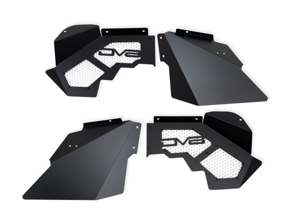 【DV8 OFFROAD 正規品】ジープ JEEP JK ラングラー 2ドア アンリミテッド 4ドア フロントインナーフェンダー フロント 左右セット DV8ロゴ入 アルミ製 メッシュパネル パウダーコート仕上げ