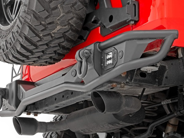 【ROUGH COUNTRY 正規品】ジープ JEEP JL ラングラー パーキングセンサー対応 チューブラー リアバンパー 10648 スチール製 ブラックパウダーコート 2インチ キューブLEDライト付 ラフカントリー