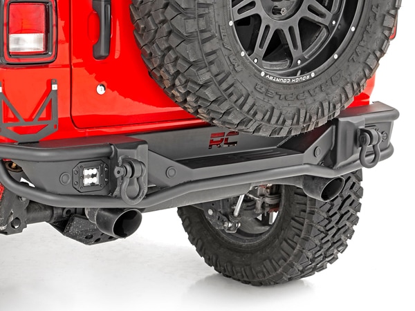 【ROUGH COUNTRY 正規品】ジープ JEEP JL ラングラー パーキングセンサー対応 チューブラー リアバンパー 10648 スチール製 ブラックパウダーコート 2インチ キューブLEDライト付 ラフカントリー