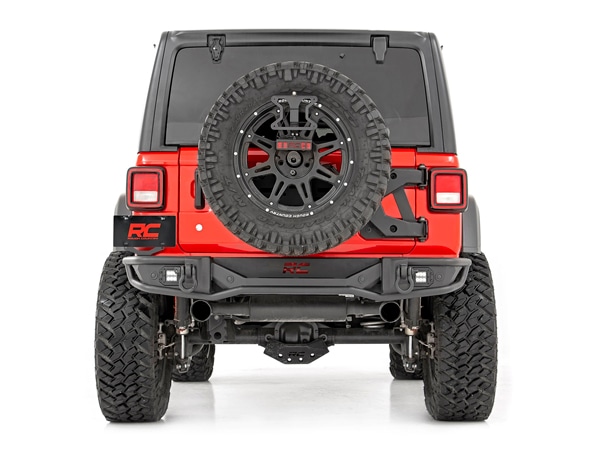 【ROUGH COUNTRY 正規品】ジープ JEEP JL ラングラー パーキングセンサー対応 チューブラー リアバンパー 10648 スチール製 ブラックパウダーコート 2インチ キューブLEDライト付 ラフカントリー