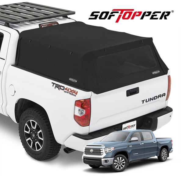 【Softopper正規品】トヨタ TOYOTA 14-21y タンドラ クルーマックス ソフトシェル キャンパーシェル キャノピー トノカバー ベッド 荷台 幌 テント ブラック クリアウインドウ