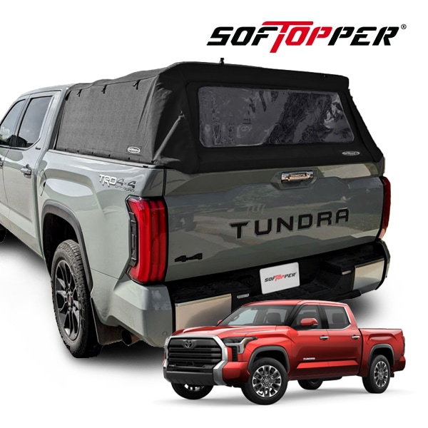 【Softopper正規品】トヨタ TOYOTA 22y- タンドラ クルーマックス ソフトシェル キャンパーシェル キャノピー トノカバー ベッド 荷台 幌 テント ブラック クリアウインドウ