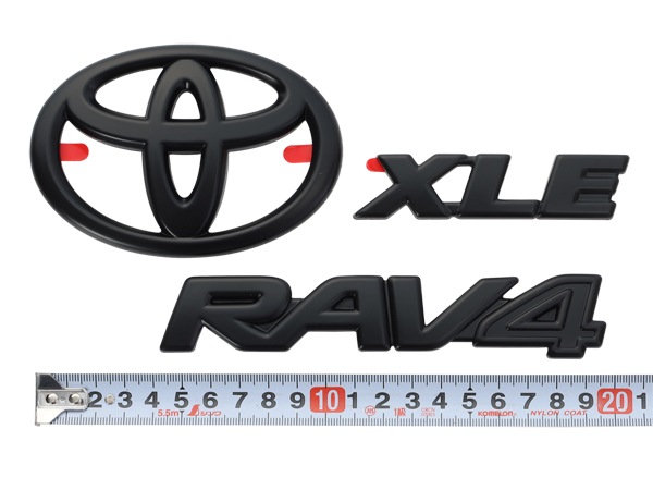 USトヨタ純正 TOYOTA RAV4 50系 平成31年4月-現行 リアエンブレム リアゲート ゲートエンブレム トランク RAV4 / XLE / TOYOTAロゴ ブラック 両面テープ オーバーレイ 純正に貼り付け
