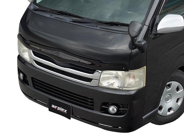 【airplex正規品】 トヨタ ハイエース 200系 1型〜7型 GDH201K GDH201V GDH206K GDH206V TRH200K TRH200V 平成16年8月〜現行 標準車 ナロー バグガード ボンネットプロテクター ボンネットガード フードディフレクター フードプロテクター フロント スモーク 虫除け