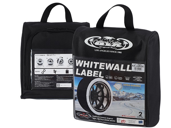 カリフォルニアカスタム スノーソックス 布製 非金属 タイヤチェーン WHITEWALL LABEL Lサイズ 汎用 フロント リア 4WD