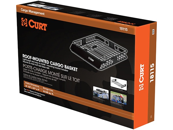 【CURT 正規品】ルーフラック ルーフバスケット ルーフキャリア 18115 パウダーコート仕上げ マットブラック 内寸サイズ 105cm×94cm×14cm ベースキャリアに取付