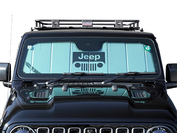 【CoverCraft 正規品】専用設計 サンシェード シルバー 吸盤不要 折りたたみ式 JEEPグリルロゴ入 ジープ JL ラングラー | JT グラディエーター カバークラフト［真夏もへたらない3層構造で断熱効果抜群］