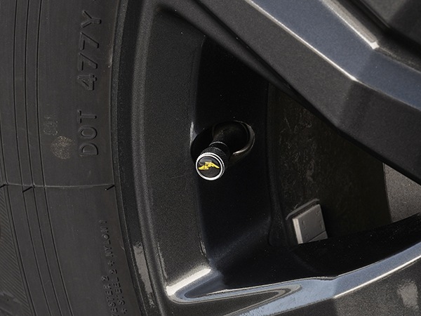 【GOODYEAR 正規品】 エアバルブキャップ 1台分 4個セット ウイングフット イエローロゴ シルバー 樹脂製ステッカー グッドイヤー