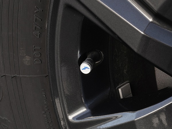 【GOODYEAR 正規品】 エアバルブキャップ 1台分 4個セット ウイングフット ブルーロゴ シルバー 樹脂製ステッカー グッドイヤー