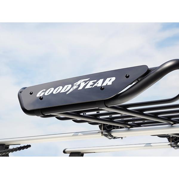 【GOODYEAR 正規品】スチール ルーフラック SKINNY PRO 1470mm×590mm×124mm 耐荷重75kg ブラック 組み立て式 GOOD YEARロゴ入り ルーフキャリア バスケット ベースキャリア カーゴネット 汎用 ベース/クロスバー 別途要
