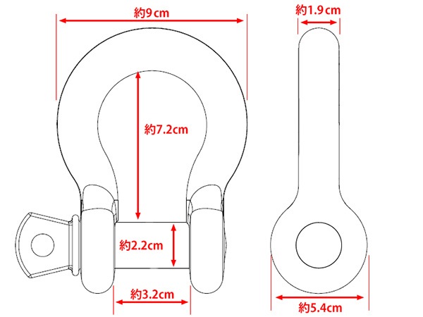 Smittybilt 3/4インチ 汎用 牽引フック Dリングシャックル/ブラック